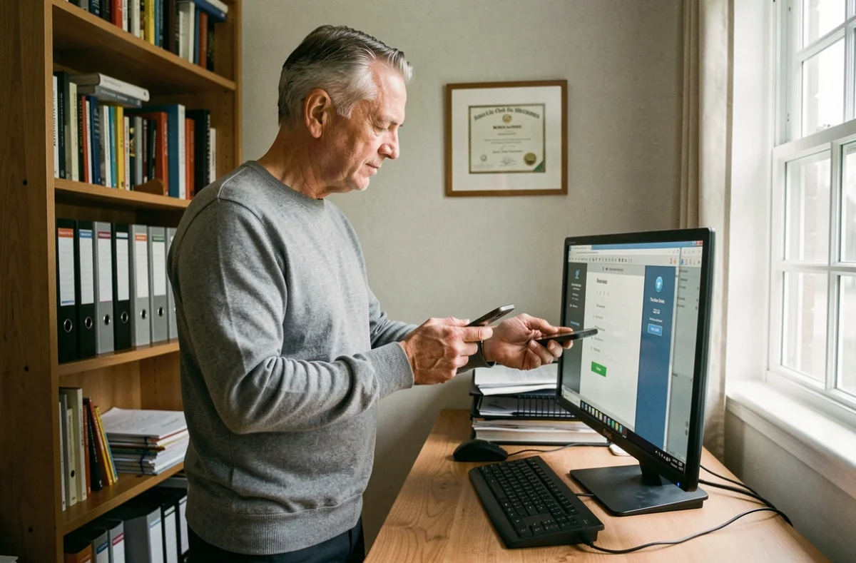 Homme utilisant l'authentification à deux facteurs pour accéder à l'intranet MFR depuis son domicile