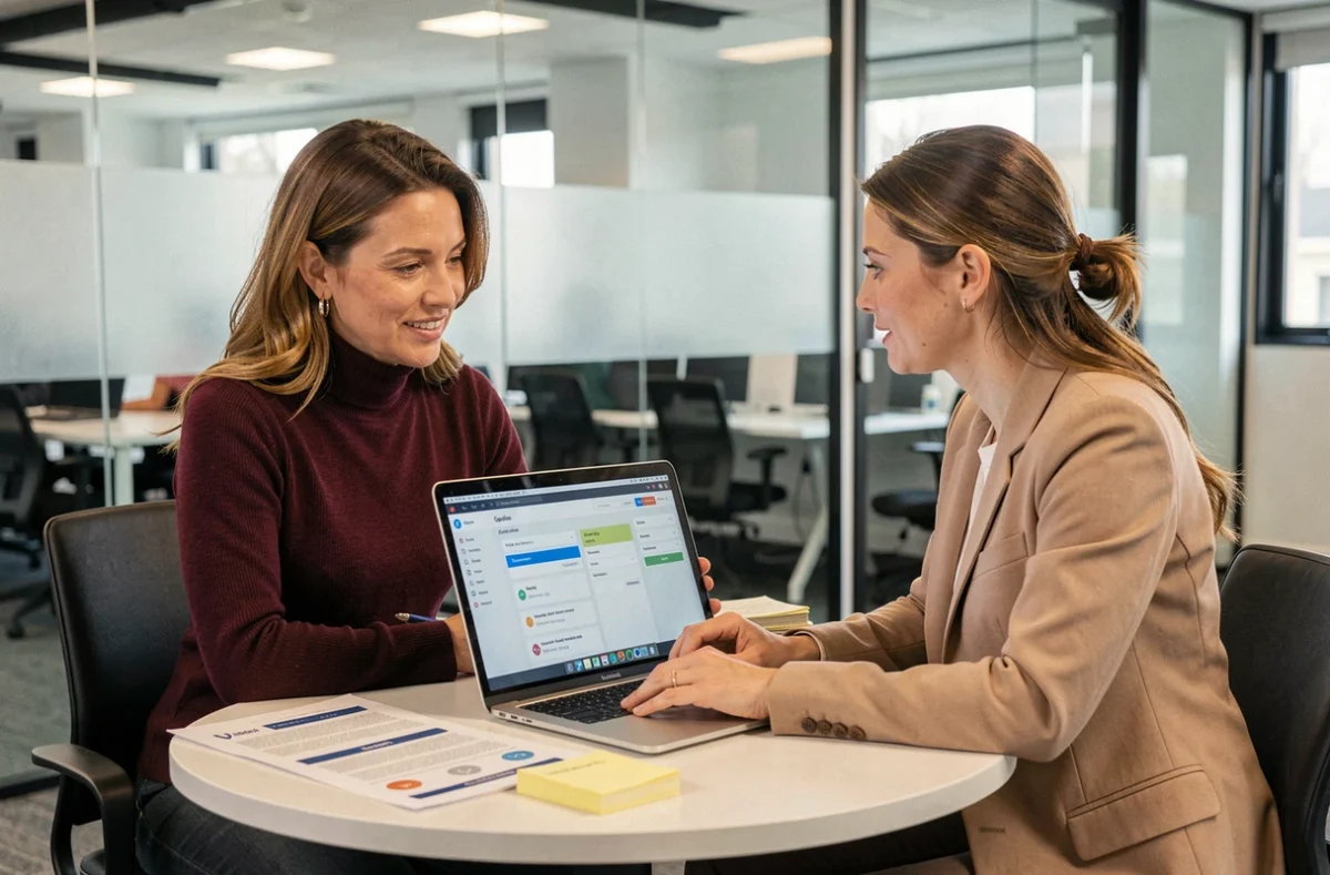 Deux collaboratrices RH en session de formation sur le déploiement de People Doc côté employeur