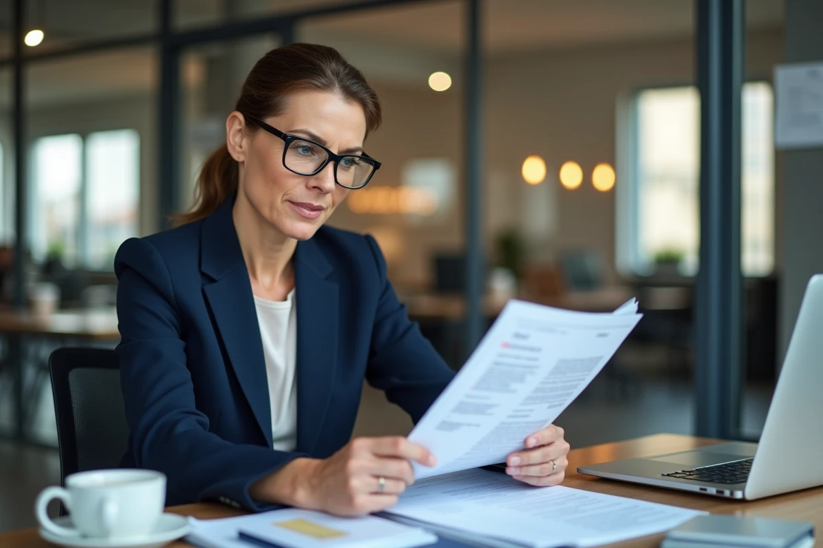 Responsable de projet comparant un compte client Loxam et une carte de visite professionnelle sur son bureau