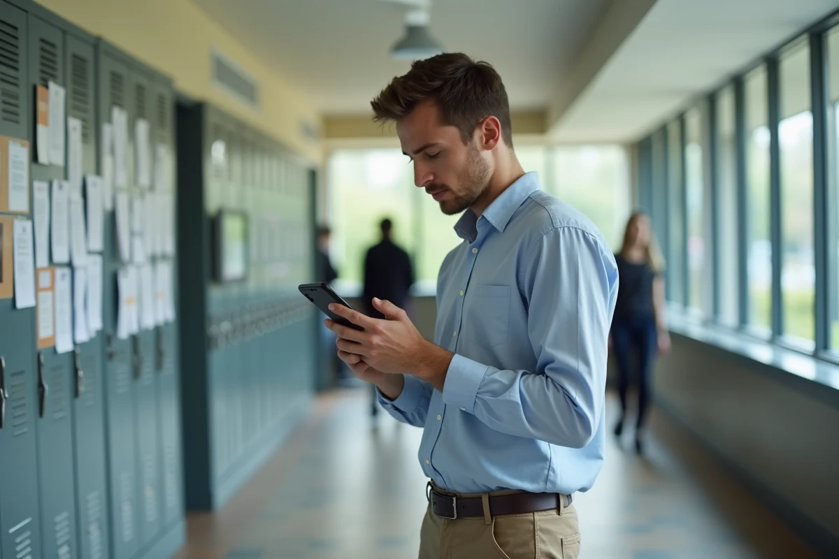 Étudiant en école de commerce consultant les conditions de rémunération de son stage sur son téléphone