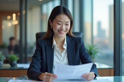 Femme d'affaires confiante dans un bureau moderne