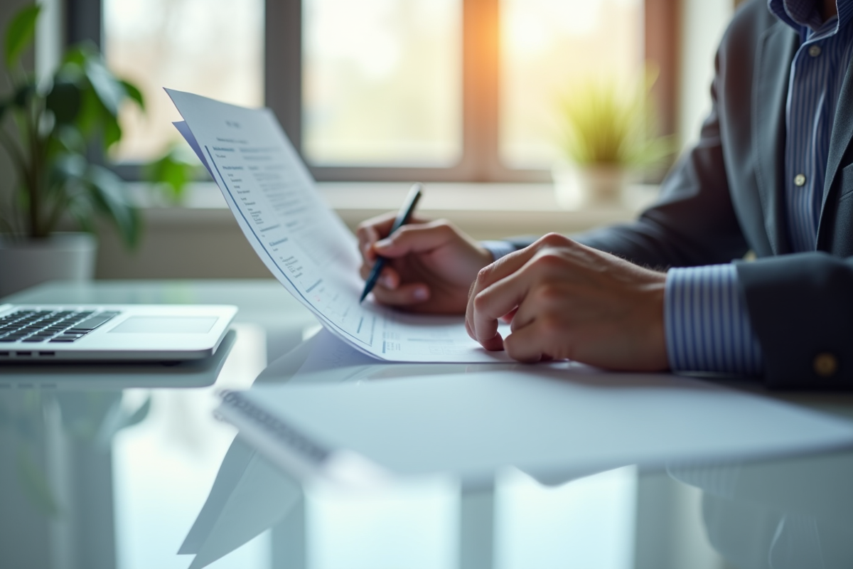 Manager RH examinant des documents au bureau lumineux