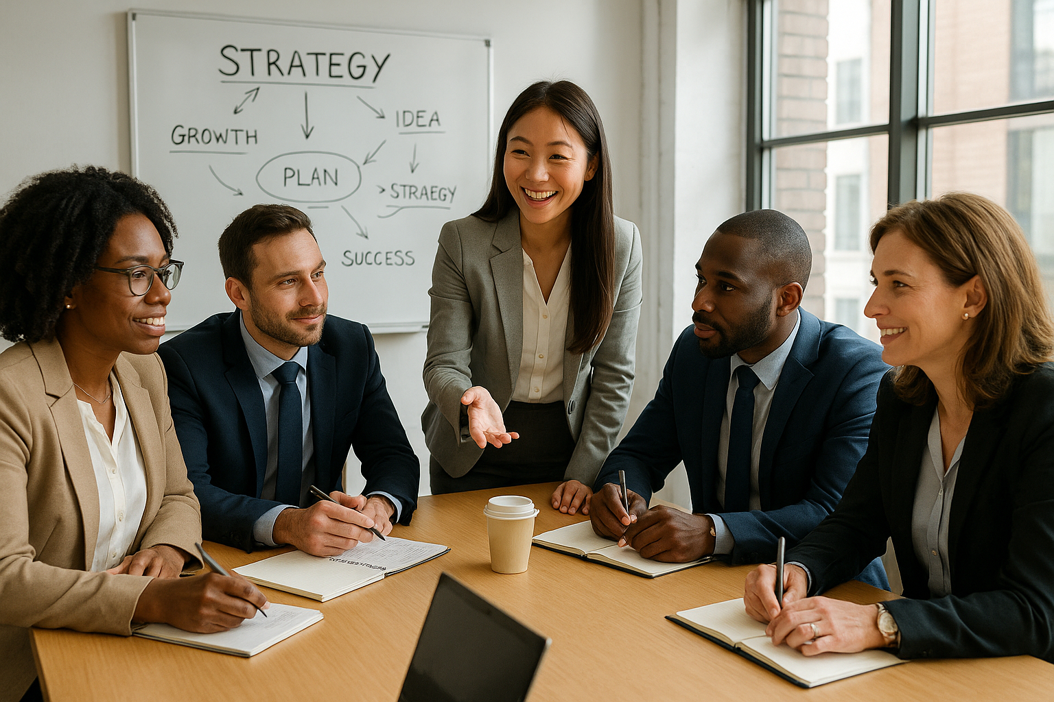 Groupe divers de professionnels collaborant lors d