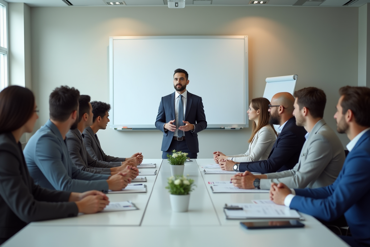 Groupe divers de professionnels lors d