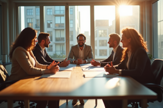 Groupe diversifié en réunion marketing moderne en intérieur