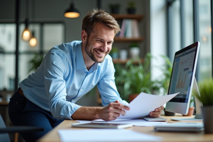Homme d'affaires confiant dans un bureau moderne