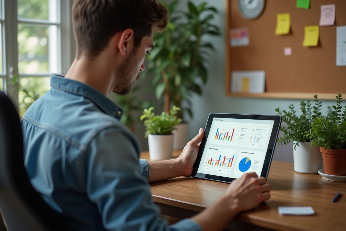 Jeune homme en télétravail envoyant un email