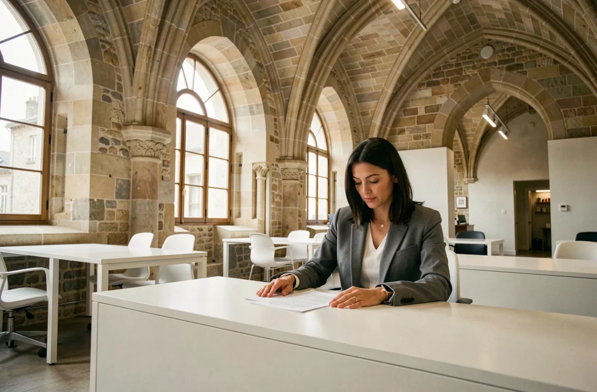 Espace de coworking La Nef à Arras dans un bâtiment patrimonial aux voûtes en pierre