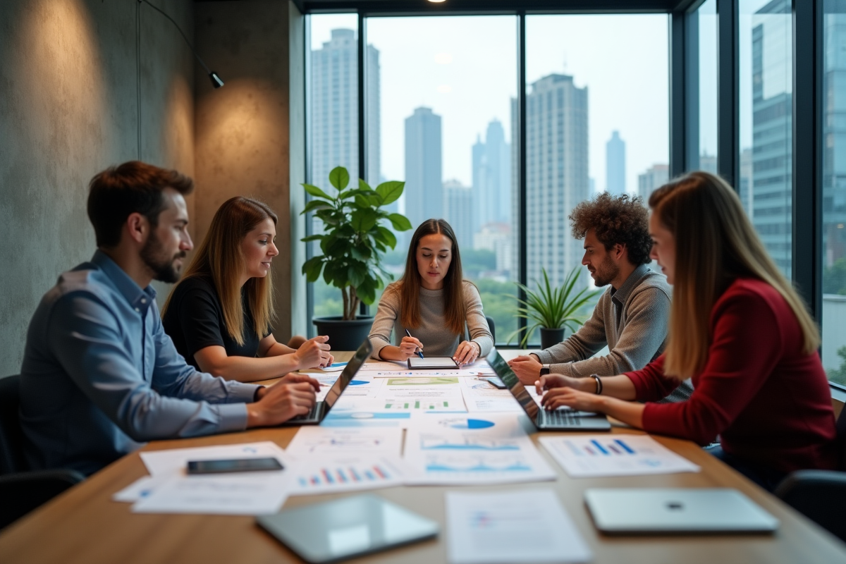 Groupe de professionnels collaborant autour d une table