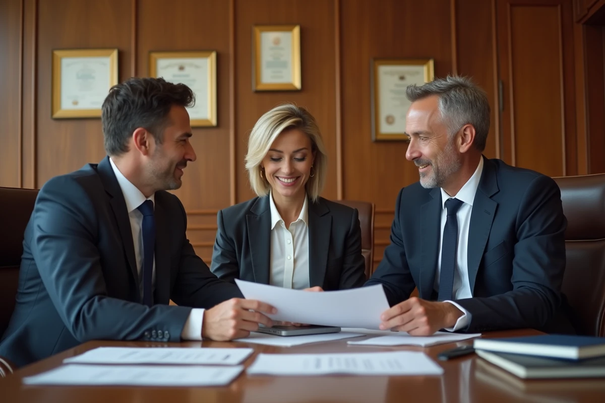 Trois professionnels discutant autour d