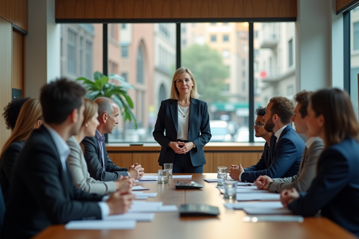Groupe de fonctionnaires lors d