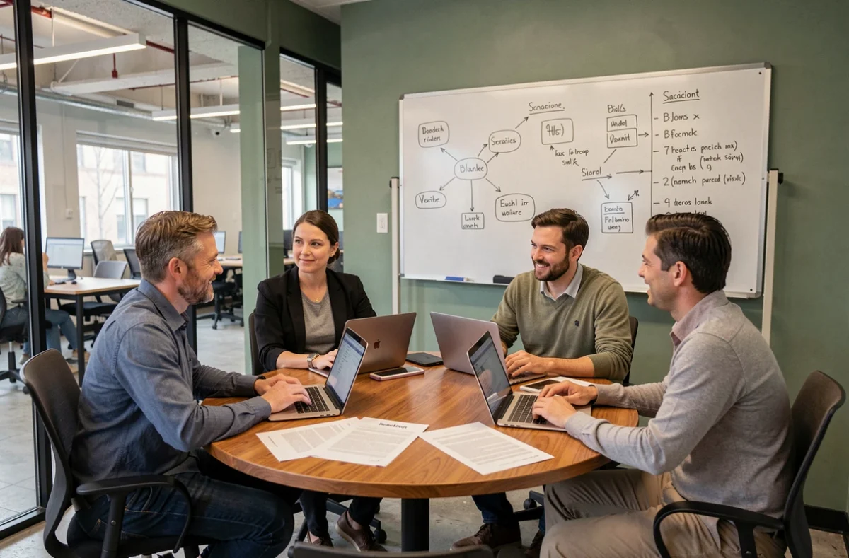 Salle de réunion dans un espace de coworking à Seclin avec professionnels en réunion