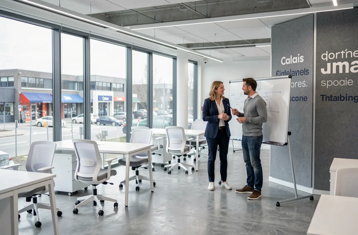 Spaces Calais espace de coworking moderne avec vue sur la ville et ambiance corporate
