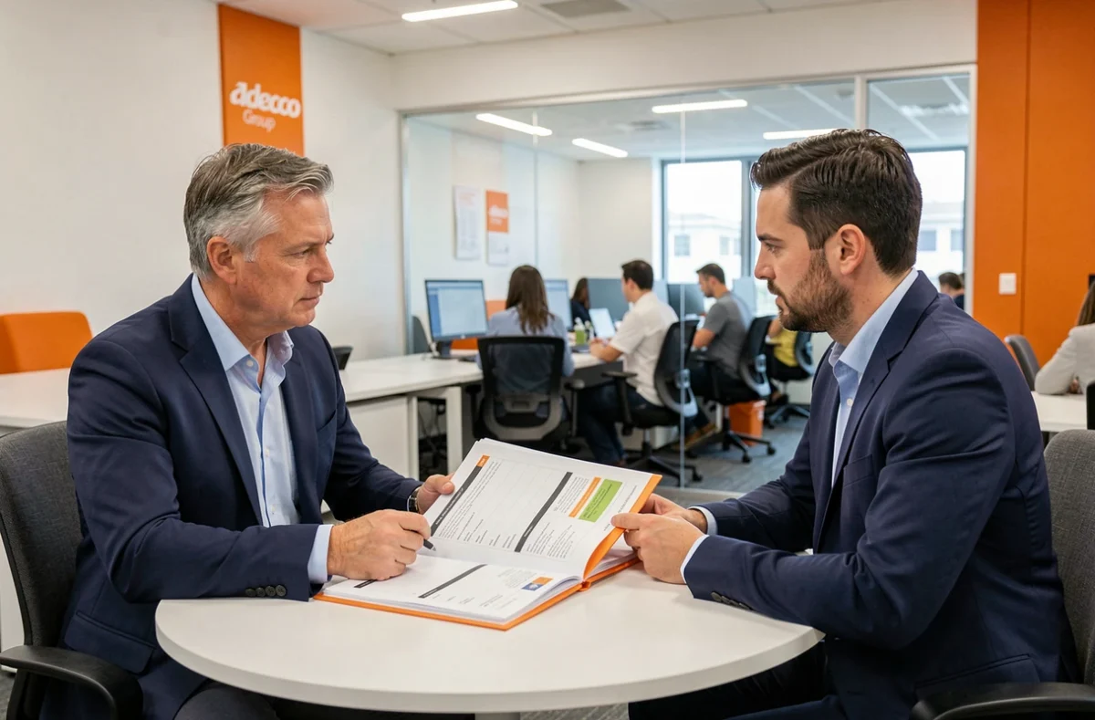 Consultant Spring Adecco évaluant le profil qualifié d'un candidat ingénieur en entretien individuel
