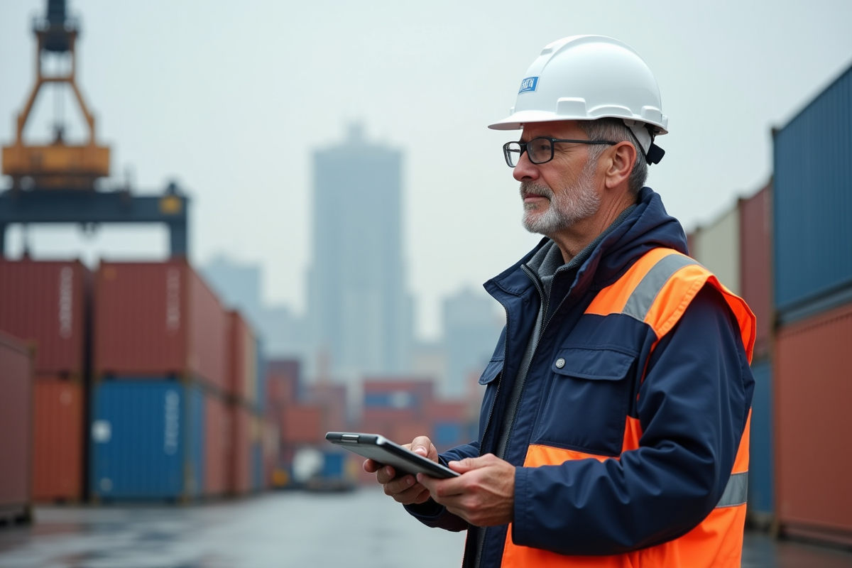 Manager logistique supervisant chargement en extérieur